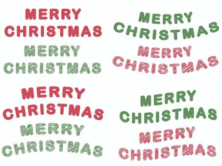 クリスマス　文字セット　手書き風 クリスマス,文字,冬,メリークリスマス,装飾,手書き,文字あしらい,飾り,カラフル,赤のイラスト素材