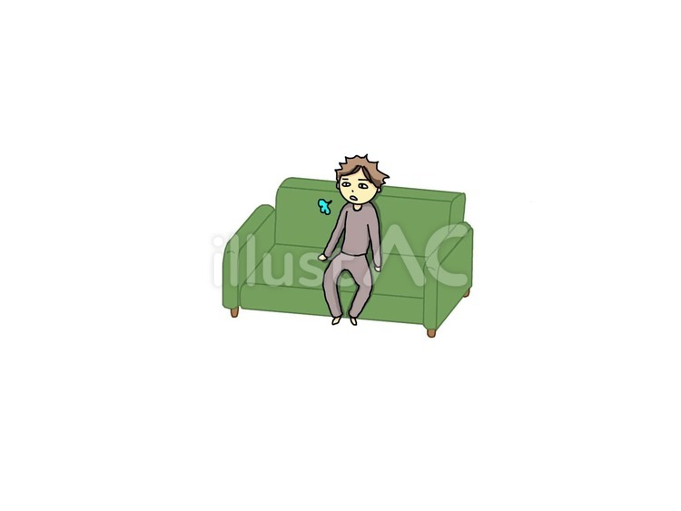 疲れてソファに座る男性 疲れた,男性,ソファのイラスト素材