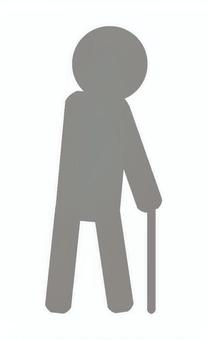 杖をつく老人 老人,杖,シルエット,高齢者,病人,不自由,足腰,歩行,お年寄り,マークのイラスト素材