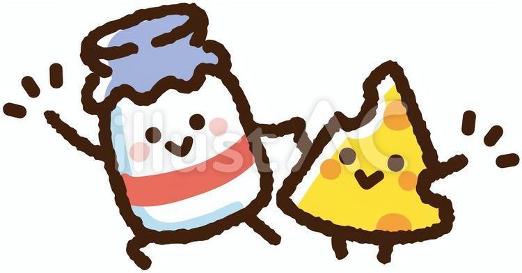 ミルクデザイン　イラスト　可愛い子供達　のれん ミルクを飲む赤ちゃんイラスト - No: 2116553｜無料イラスト