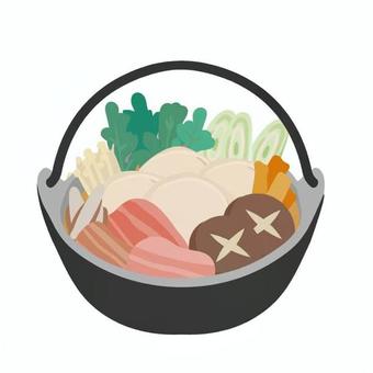 せんべい汁 せんべい鍋,鍋料理,郷土料理,煎餅,野菜,きのこ,豚肉,鶏肉,青森県,特産品のイラスト素材