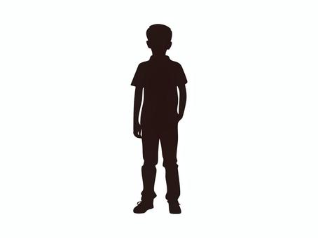 シルエット【男の子】1 人,全身,子供,男の子,立ち姿,アイコン,シルエット,かげ,影絵,シンプルのイラスト素材