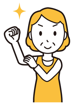  エプロンおばちゃん(黄)-174-バスト 腕まくり,おばちゃん,エプロン,お母さん,ママ,中年,おばさん,主婦,人物,かわいいのイラスト素材