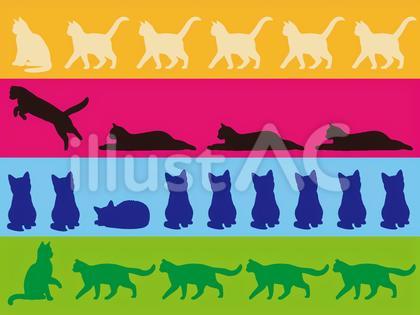 使い方色々 猫シルエット バナー・壁紙