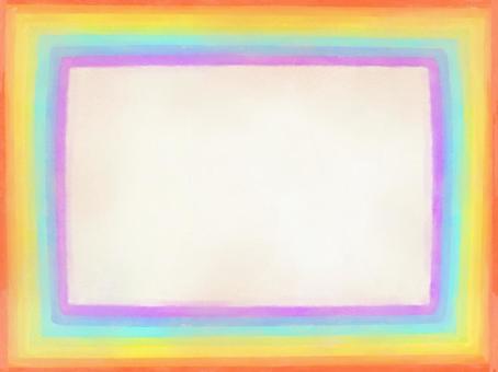 やさしい水彩のカラフル虹が囲むフレーム 背景,フレーム,虹,水彩,カラフル,素材,イラスト,枠,可愛い,手描きのイラスト素材