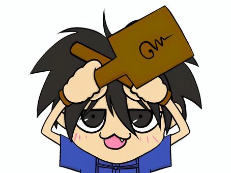 トークセンを構える男性 トークセン,木槌,タイ古式,マッサージ,リラクゼーション,男性のイラスト素材