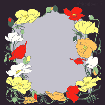 花 ポピー,花,植物,背景,フレームのイラスト素材