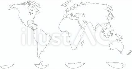 グード図法白世界地図-単純化