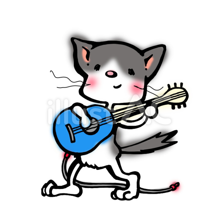 ギター猫。 猫,ギター,バンドのイラスト素材