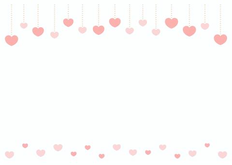 ハート飾りのバレンタインフレーム、ピンク バレンタイン,ハート,背景,フレーム,枠,飾り枠,オーナメント,飾り,2月,おしゃれのイラスト素材