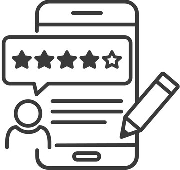 レビュー・評価アイコン（スマートフォン） レビュー,評価,スマートフォン,アイコン,ビジネス,星,スマホ,ピクトグラム,シンプル,モノクロのイラスト素材