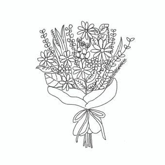 花束　モノクロ 花束,花,ブーケ,モノクロ,白黒,記念日,お祝い,母の日,父の日,草花のイラスト素材