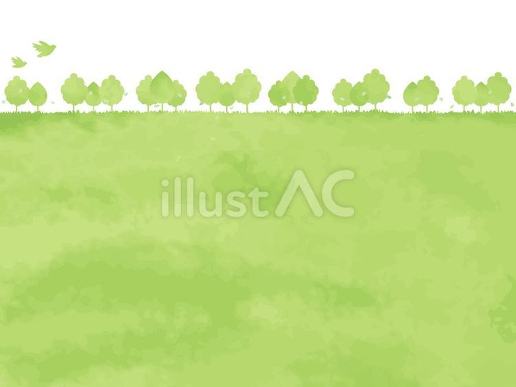 ほのぼのとした森林と原っぱの風景イラスト 可愛い,緑,背景のイラスト素材