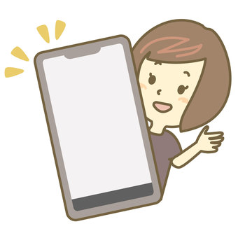 女性とスマートフォン スマホ,スマートフォン,女性,若者,楽しい,人物,上半身,スマホ画面,携帯電話,イラストのイラスト素材