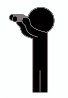 双眼鏡・人物 双眼鏡,観察,人,人物,全身,凝視,覗く,見る,視察,調査のイラスト素材