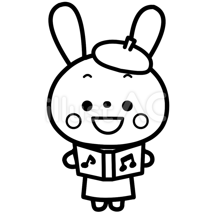 うさぎ　音楽会　白黒 うさぎ,合唱,音楽会のイラスト素材