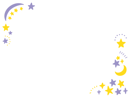 かわいい月と星のフレーム フレーム,月,星,天体,カード,きらきら,宇宙,夜空,七夕,十五夜のイラスト素材