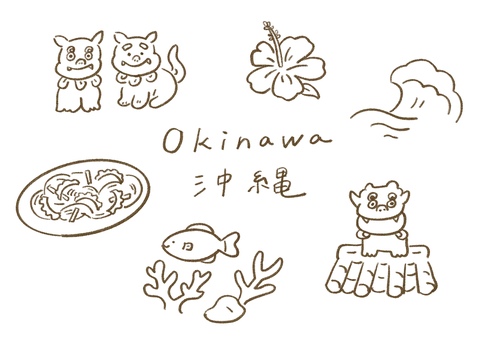 Hand-drawn Okinawa illustration set line drawing, JPG and PNG Hand-drawn Okinawa illustration set line drawing, , JPG and PNG