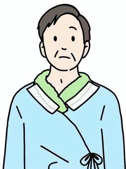 カテーテル保護 男性,アジア系,日本人,カテーテル,保護,テープ,中年,タオル,首元,入院のイラスト素材