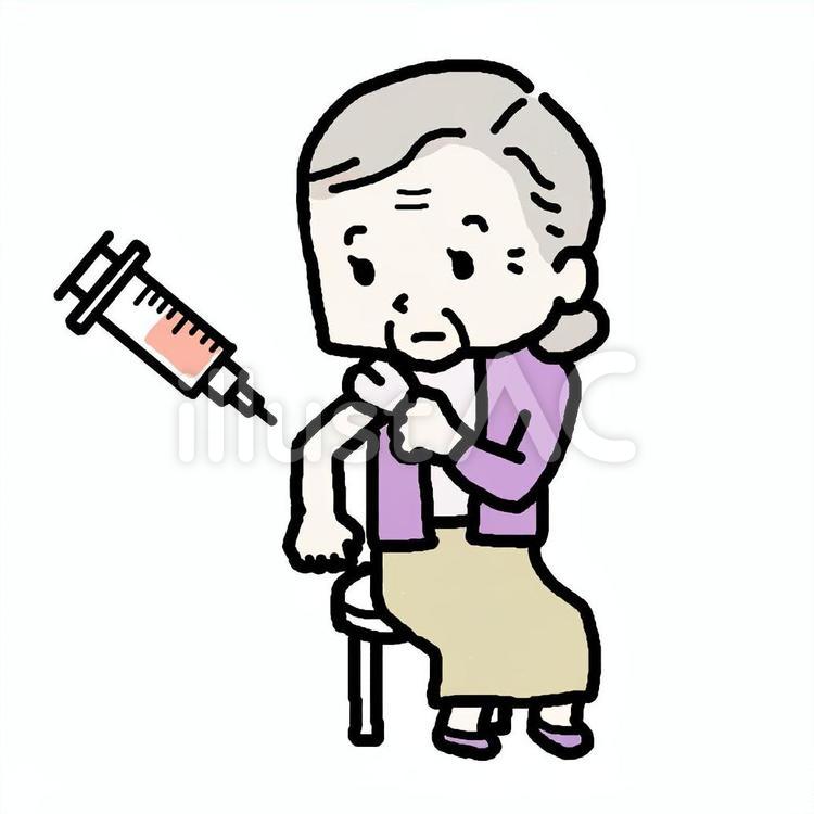 高齢女性が注射を打つ 高齢者,女性,おばあちゃんのイラスト素材