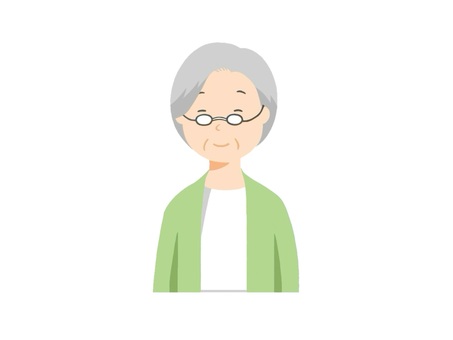 眼鏡の優しそうなお婆ちゃん(高齢者) お婆ちゃん,お婆さん,婆さん,手描き,老人,優しそう,落ち着いた,福祉,高齢者,シニアのイラスト素材