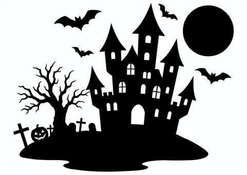 #3327ハロウィン背景 #3327ハロウィン背景 ハロウィン,背景,夜空,かぼちゃ,コウモリ,シルエット,秋,オレンジ,黒,おしゃれのイラスト素材
