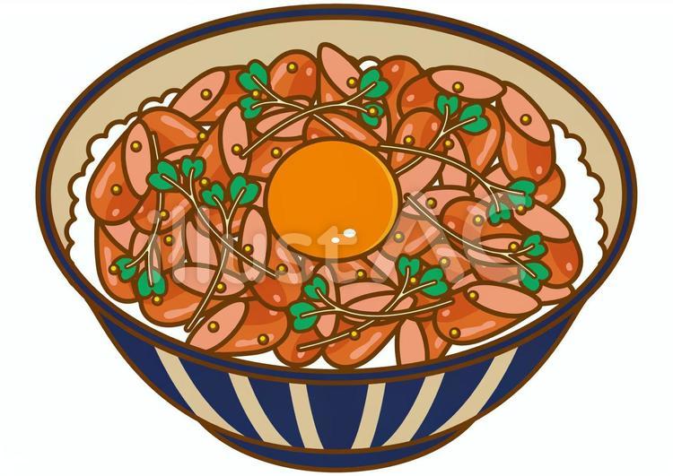 ウインナー丼-4c 丼,ウインナー,ソーセージのイラスト素材