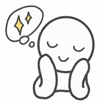 夢見る人物のイラスト 人物,夢見る,考える,うっとり,期待,憧れ,理想,幸せ,感情,表情のイラスト素材