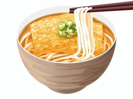 Kitsune udon (with chopsticks raised), JPG, PNG and AI Kitsune udon (with chopsticks raised), kitsune udon, udon, fried tofu, JPG, PNG and AI