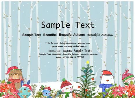 森のクリスマス サンタ,フレーム,トナカイのイラスト素材