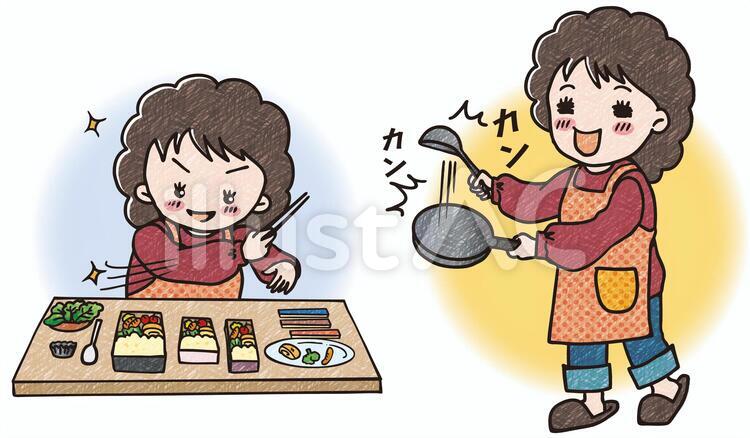 主婦の1日（3）色鉛筆風 人物,主婦,女性のイラスト素材
