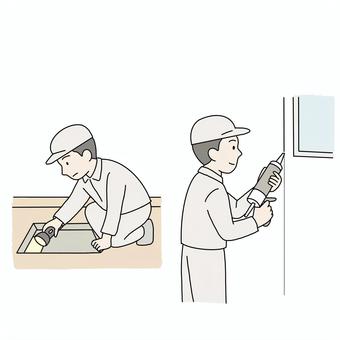 新築住宅のアフターサービス アフターサービス,新築住宅,新築ob,お引き渡し,マイホーム,大工,点検のイラスト素材