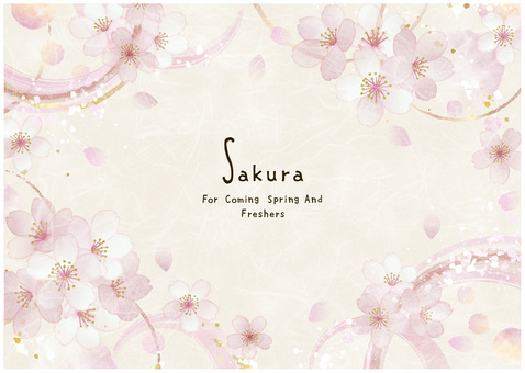 さくらのフレーム005 さくら,フレーム,桜,和,桜吹雪,筆,桜の花,花びら,水彩,メッセージのイラスト素材