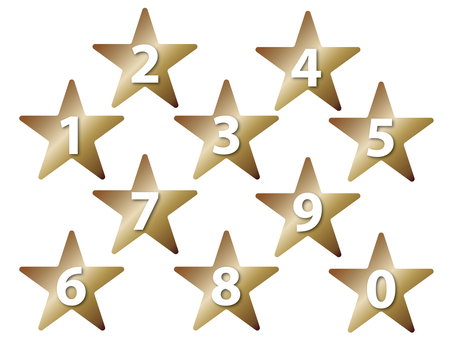 数字（星アイコン・グラデーション）01 数字,ナンバー,番号,スター,星,ゴールド,グラデーション,セット,アイコン,シンプルのイラスト素材