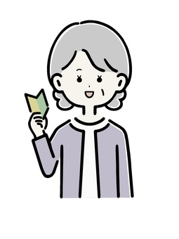 初心者マークを持つ高齢女性 人物,高齢,おばあさん,祖母,初心者,初心者マーク,若葉マーク,初心者歓迎,未経験者歓迎,未経験のイラスト素材