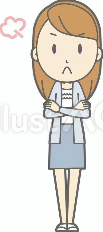 女子大生a-怒る-全身 叱る,怒る,女の子のイラスト素材