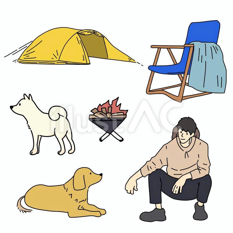 アウトドア男性 キャンプ,キャンピング,アウトドアのイラスト素材