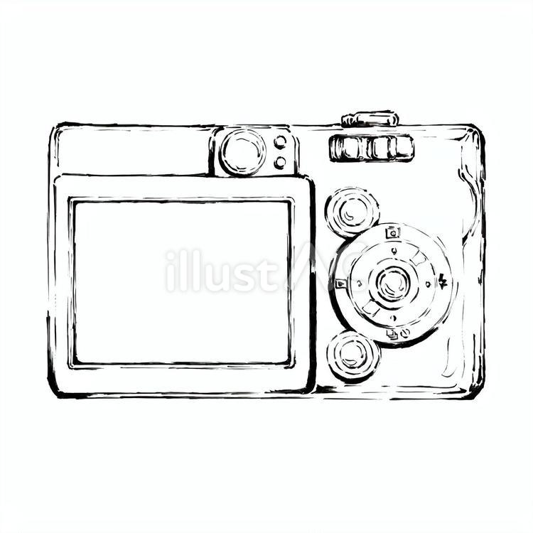 デジカメ　線画 カメラ,デジカメ,デジタルカメラのイラスト素材