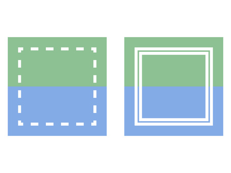 緑と青の二色分割フレームセット フレーム,背景,飾り枠,分割,二色,緑,青,正方形,四角,パステルカラーのイラスト素材