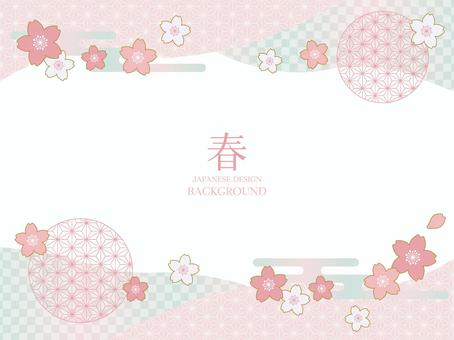 春色の和柄フレーム素材(桜)