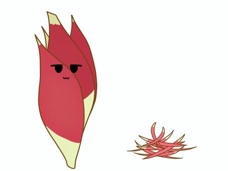 ジト目のみょうがアイコン(千切り) ジト目のみょうがアイコン(千切り) 野菜,みょうが,薬味,香味野菜,かわいい,アイコン,顔,シンプル,手描き,ジト目のイラスト素材