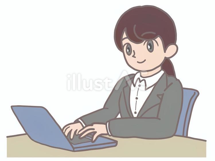 PC作業をする女性 人物,女性,リクルートのイラスト素材