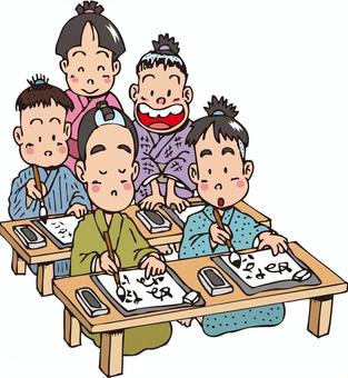 寺子屋01 寺子屋,子ども,昔,学校,てならい,習い事,習字のイラスト素材