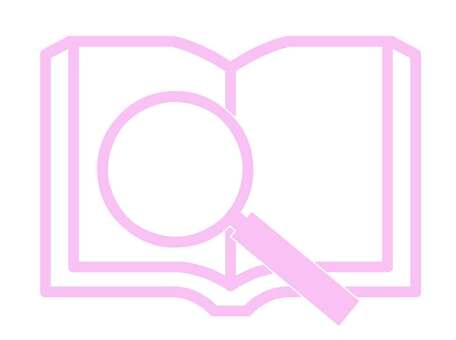 調べものアイコン 調べる,虫眼鏡,チェック,本,一冊,ノート,読む,学習,無地,見開きのイラスト素材