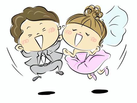 Illustration, bride, bridegroom, marry, 