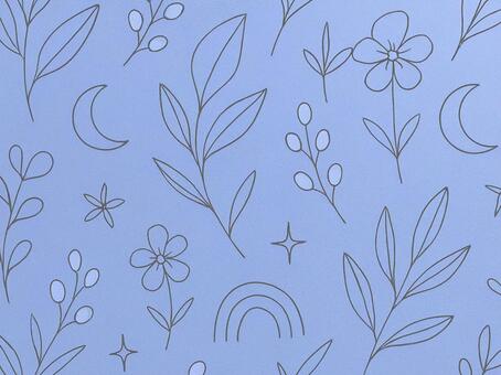 185.背景 パターン,テクスチャ,背景,壁紙,線画,手描き,北欧風,植物,花,葉っぱのイラスト素材