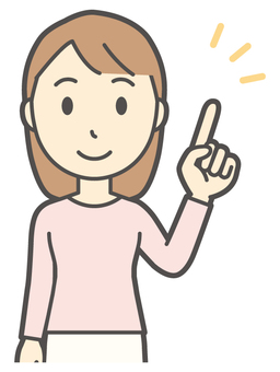  ロングヘア女性-285-バスト 指差し,笑顔,女性,女の子,人物,かわいい,微笑む,にっこり,ニコニコ,ポイントのイラスト素材