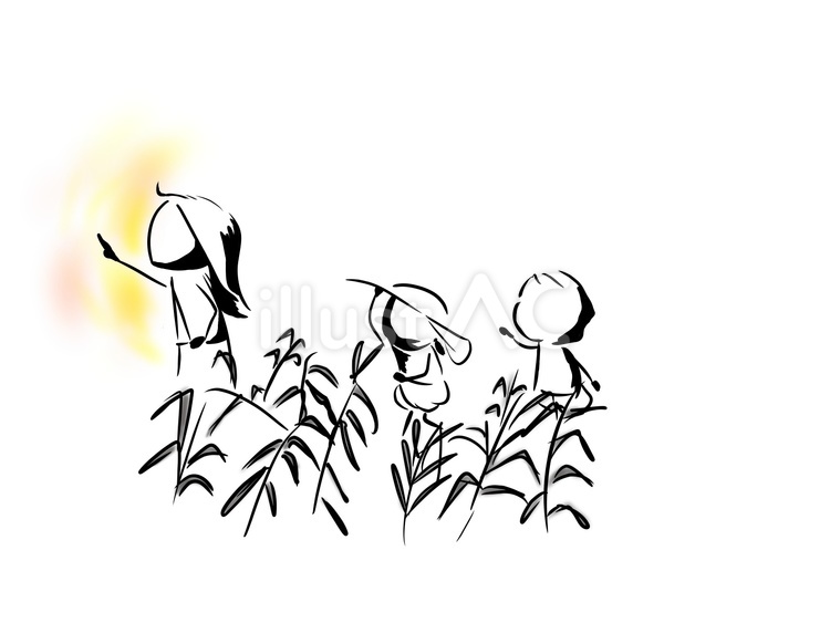 草むらと人と光 人,子ども,大人のイラスト素材