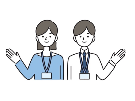 案内する職員 市役所職員,公務員,案内,手続き,行政,職員,市役所,自治体,県庁,区役所のイラスト素材