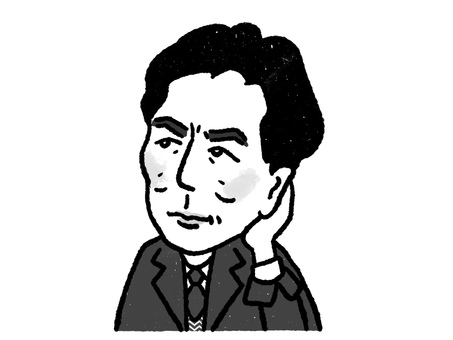 三好達治 三好達治,似顔絵,肖像画,ゆるい,かわいい,手描き,デフォルメ,歴史,人物,上半身のイラスト素材
